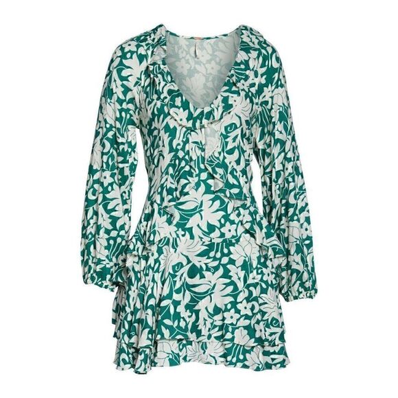 Free People Dresses & Skirts - ‎Free People NEW Green/White V-Neck Mini Dress XS